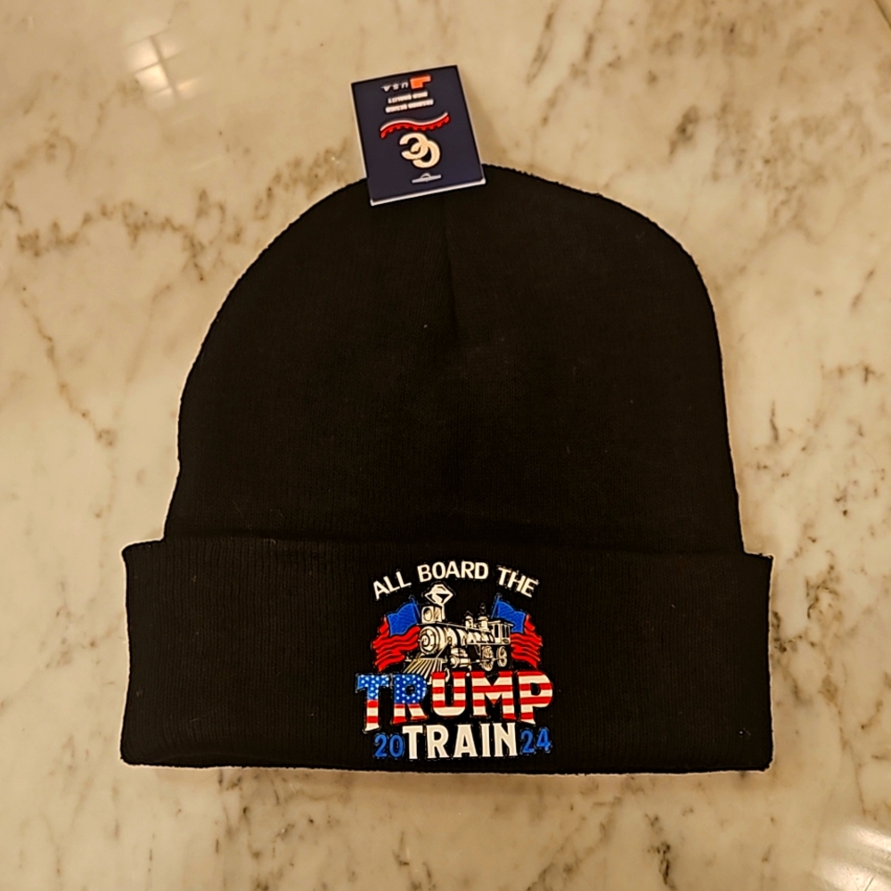 ALL BOARD THE TRUMP TRAIN 2024 PRESIDENT PRESIDENTIAL INAUGURATION BEANIE HAT